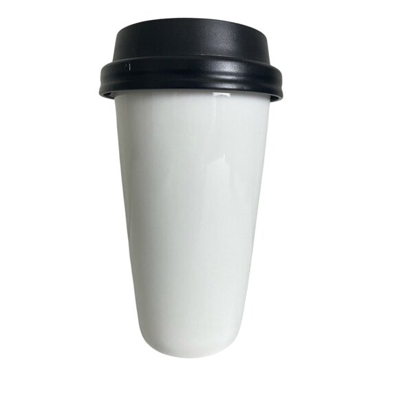 Starbucks Ceramic Siren Logo Travel Mug Cup Locking Lid White Green 12oz 2009 - Picture 3 of 11